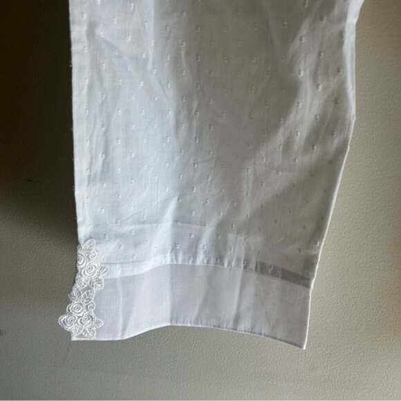Vintage Oscar De La Renta Pink Label White Cotton Pajamas Set - Picture 13 of 13